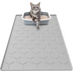 Tapis pour bac � liti�re pour chat, grand format 86 x 56 cm, en silicone imperm�able, gris