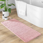 Tapis de bain 50 x 120 cm ? microfibre unie relief ricochet ? ultra doux & absorbant rose