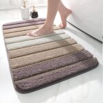 Tapis de bain antid�rapant 40 x 60 cm, tapis de sol absorbant � rayures, extra doux, lavable en machine, ...