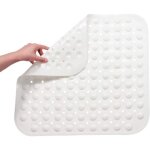 Tapis de bain antid�rapant, carr�, en pvc anti - moisissure avec ventouses, antibact�rien, durable, massage ...