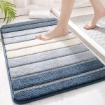 Tapis de bain antiderapant, extra doux tapis salle bain, lavable en machine, absorbant l'eau - bleu, ...