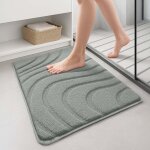 Tapis de bain antid�rapant microfibre motif ondul� 40x60cm gris