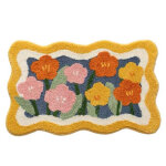 Tapis de bain boh�me � poils longs, 40 cm de large x 60 cm de long, antidote, somptueux, � floral couleur ...