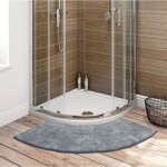 Tapis de bain incurv� de luxe � poils longs, antid�rapant, en microfibre douce, absorbante et lavable, ...