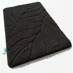 Tapis de bain maris tapis de bain moelleux avec structure en feuilles noir 50 x 80 cm Tapis de bain maris tapis de bain moelleux avec structure en feuilles noir 50 x 80 cm