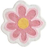 Tapis de bain en microfibre 40 cm x 40 cm, mignon, doux et moelleux en forme de fleur, absorbant l'eau, ...