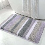 Tapis de bain en microfibre ray pour salle de bain (violet - gris, 17' x 24') trs pais, doux et hirsute, ...