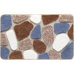 Tapis de bain � motif galets, doux et antid�rapant, tapis en microfibre � poils longs super absorbant, ...