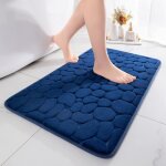 Tapis de bain mousse hydrophile dessin de galet fibre pour toilettes douche et baignoire - bleu marine ... Tapis de bain mousse hydrophile dessin de galet fibre pour toilettes douche et baignoire - bleu marine ...