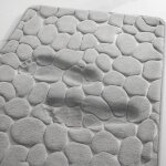 Tapis de bain mousse hydrophile dessin de galet fibre pour toilettes douche et baignoire - gris clair ... Tapis de bain mousse hydrophile dessin de galet fibre pour toilettes douche et baignoire - gris clair ...