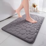 Tapis de bain mousse hydrophile dessin de galet fibre pour toilettes douche et baignoire - gris foncé ... Tapis de bain mousse hydrophile dessin de galet fibre pour toilettes douche et baignoire - gris foncé ...