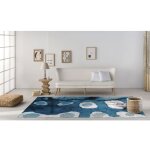 Tapis bleu abstrait design plat fregi bleu 120x170