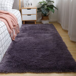 Tapis chambre et salon 60x120 cm gris violet shaggy hyper doux antid�rapant lavable machine d�coration ...