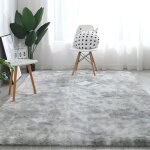 Tapis contemporain peluche 160 x 230 cm couleur neutre gris clair antidrapant confortable dcoration ...