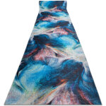 Tapis de couloir antid�rapant lotus color 36500 abstraction bleu / rouge lavable 80cm blue 80x140 cm
