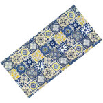 Tapis de cuisine antid�rapant runner - chemin de table lavable, motif de majolique bleu et jaune, design ...