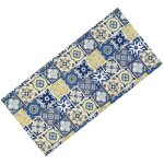 Tapis de cuisine antidrapant runner - chemin de table lavable, motif de majolique bleu et jaune, design ...