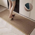 Tapis de cuisine devant evier antid�rapant en caoutchouc et lavable, lin, brun, 44 x 120cm