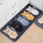 Tapis cuisine devant evier lavable antiderapant flanelle motif de chat paillasson tapis cuisine absorbant ...