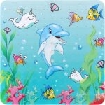 Tapis de douche antid�rapant (dauphin), 53x53 cm, design lavable en machine, tapis de salle de bain antid�rapa ...