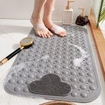 Tapis douche antiderapant avec ventouses et trous de drainage, tapis de douche avec coussin massant, ...