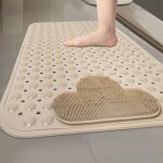 Tapis de douche avec trou de drainage au milieu et ventouses, antid�rapant, en tpe, facile � nettoyer, ...