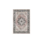 Tapis doux  motif oriental - yasmine - bleu nuit et rose - 160 x 230 cm