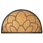 Tapis d'entr�e brixo cocorub demi - lune lotus 45x75 cm ? fibre de coco, support en caoutchouc, design ...