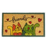 Tapis d'entre d'extrieur en noix de coco - paillasson antidrapant friends with colored cats - 40x70 ...