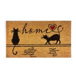Tapis d'entre d'extrieur en noix de coco - paillasson de maison antidrapant avec chats styliss - ...