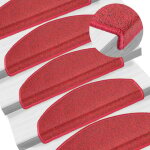 Tapis d'escalier 15 pcs?marchettes d'escalier?protections d'escalier rouge bordeaux 65 x 24 x 4 cm cfw69553 ...