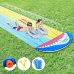 Vurahome - tapis de glisse � eau toboggan gonflable piscine � double avec 2 planches de bodyboard pour ...