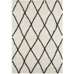 Tapis intrieur shaggy. poils longs. style berbre. blanc et noir - robby 160 x 230 cm