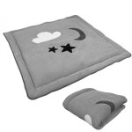 Tapis de jeu, de sol, d'veil ou de parc bb, enfant molletonn 1m x 1m - gris - monsieur bb