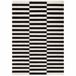 Tapis kilim 120 x 180 cm, motif g�om�trique authentique, blanc, noir, laine noble tiss�e � la main, structure ...