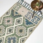 Homescapes - tapis kilim en laine vert et bleu matala, 120 x 170 cm