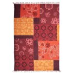 Tapis kilim fait main en coton 70x110 rouge rectangle motif ethnique
