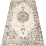 Tapis en laine abby 486. 24. la110 osta ornement, cadre classique gris / bleus beige 67x130 cm
