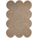 Tapis en laine fait main forme irr�guli�re 160 x 230 cm taupe malvan