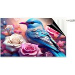 Tapis magn�tique d�coratif pour radiateur, motif oiseau color� en fleurs
