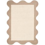Tapis moderne en laine 160 x 230 cm fait main forme irr�guli�re motif g�om�trique beige sanghar