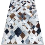 Tapis patchwork 21720 beige / marron - peau de vache, diamants multicolour 160x230 cm