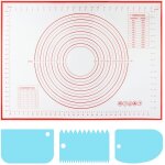 Tapis de p�tisserie 70x50 cm - plaque silicone r�utilisable antiadh�sive pour �taler p�te avec corne ...