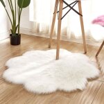 Tapis peau de mouton rond moquette peau d'agneau tapis fourrure synthtique 60cm blanc