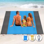 Tapis de plage 210 x 200cm anti sable, couverture de plage large impermable compact natte de plage pour ...