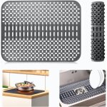 Tapis de protection en silicone pour vier de cuisine, grand tapis de schage de vaisselle en silicone, ...