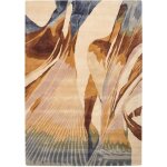 Tapis retro en viscose et laine 160 x 230 cm fait main forme rectangulaire motif abstrait multicolore ...