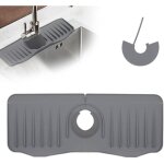 Tapis de robinet gris, tapis de drainage en silicone, protection anti - �claboussures pour poign�es de ...
