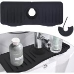 Tapis de robinet noir, tapis de vidange d'�vier en silicone, protection anti - �claboussures pour poign�e ...