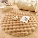 Tapis rond 120 cm camel poils longs absorbant eau antidrapant dcoration moderne salon chambre enfant ...